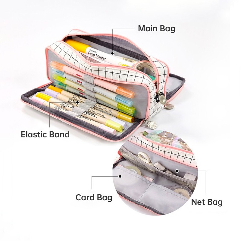 Thunlit Pencil Case with Compartments Large Multi Compartment Pencil Cases  for Classified Storage