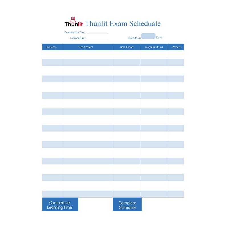 Thunlit Exam Schedule